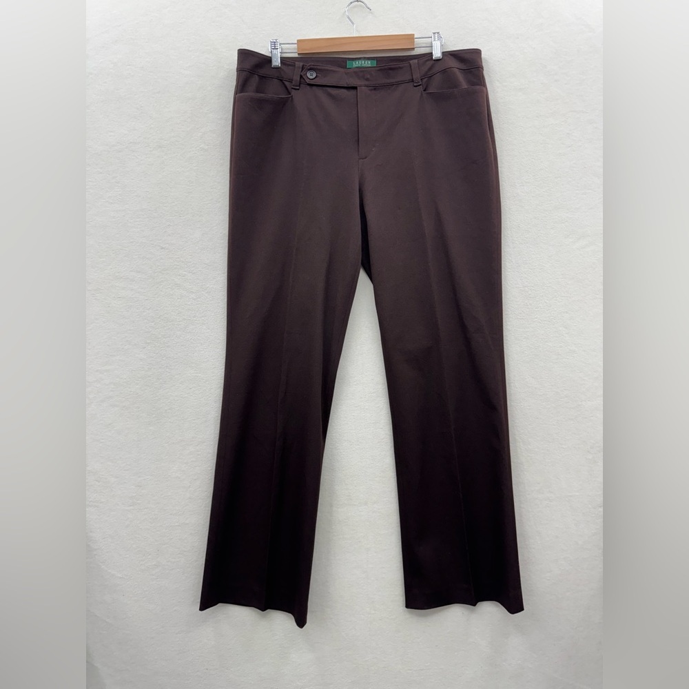 Lauren Ralph Lauren Adelle Woman’s 16 Brown Stretch Straight Leg Pants NWOT